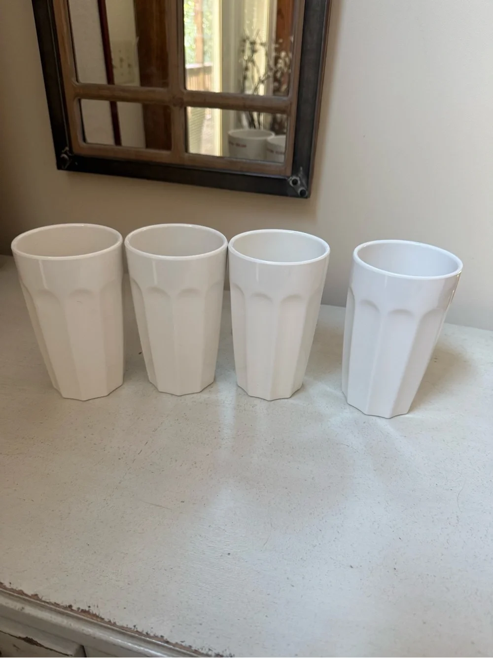 Rae Dunn White Holiday Plastic Tumbler with Red Lettering - Set of 4
